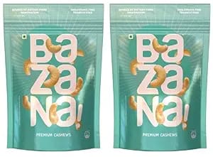 Bazana Premium Raw Cashews - 205g (2 Packs) | Nutty Goodness for Snacking and Cooking - Versatile and Delicious Bazana Premium Raw Cashews - 205g (2 Packs) | Nutty Goodness for Snacking and Cooking - Versatile and Delicious