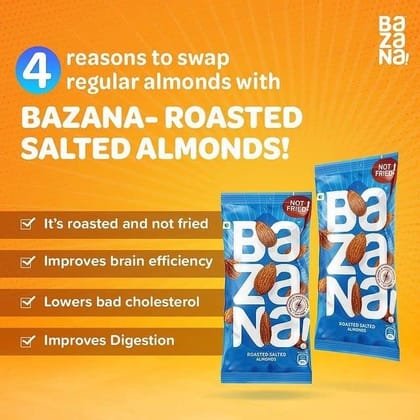 Bazana Roasted Salted Almonds(20g), Cashews(18g), Pistachios(17g) Combo | Each 8 pcs, 24 Pack | Protein-Rich, Fiber-Rich Healthy Snacks | Lightly Salted for Eating | 100% Vegetarian Bazana Roasted Salted Almonds(20g), Cashews(18g), Pistachios(17g) Combo | Each 8 pcs, 24 Pack | Protein-Rich, Fiber-Rich Healthy Snacks | Lightly Salted for Eating | 100% Vegetarian
