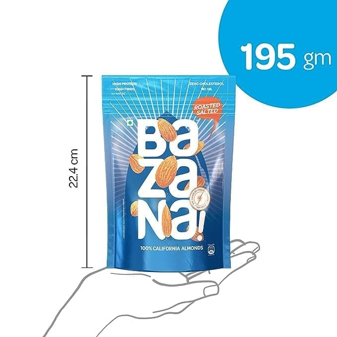 Bazana Roasted Salted Almonds (190g) and Cashews (180g) - Irresistible Dry Fruit Combo for Nut Lovers - Premium Roasted Nuts Combo Pack (2 Pack)