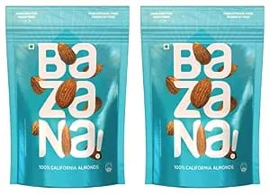 Bazana 100% California Raw Almonds 205gx2 | High Fiber & Immune Boosting | Gluten-Free & Skin-Nourishing | Antioxidant Rich, Energy-Boosting, Heart-Healthy Snack | Ideal for Recipes, Brown Bazana 100% California Raw Almonds 205gx2 | High Fiber & Immune Boosting | Gluten-Free & Skin-Nourishing | Antioxidant Rich, Energy-Boosting, Heart-Healthy Snack | Ideal for Recipes, Brown