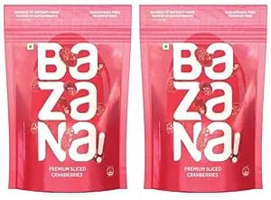 Bazana - Premium Dried Sliced Cranberries 215g x 2| Antioxidant-Rich & Vitamin C Enriched | No Artificial Color | Ideal for On-the-Go Snacking and Recipe Enhancement | Loved by Kids and Adults.. Bazana - Premium Dried Sliced Cranberries 215g x 2| Antioxidant-Rich & Vitamin C Enriched | No Artificial Color | Ideal for On-the-Go Snacking and Recipe Enhancement | Loved by Kids and Adults..
