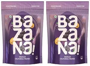 Bazana Premium Californian Prunes - Dried and Pitted Nutrient-Rich Plum Snack | 210g (Set of 2) | Delicious and Nourishing Superfood Bazana Premium Californian Prunes - Dried and Pitted Nutrient-Rich Plum Snack | 210g (Set of 2) | Delicious and Nourishing Superfood