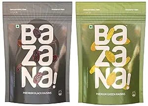 Bazana Premium Green(250g) & Black Raisins(210g) Combo Pack - 460g (2 Units) | Bazana Premium Green(250g) & Black Raisins(210g) Combo Pack - 460g (2 Units) |