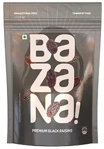 Bazana Premium Black Raisins 210g - Delicious & Healthy Snack, High in Antioxidants | Kali Kishmish Munakka Dry Fruits- Pack of 1 Bazana Premium Black Raisins 210g - Delicious & Healthy Snack, High in Antioxidants | Kali Kishmish Munakka Dry Fruits- Pack of 1