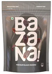 Bazana Premium Black Raisins 210g - Delicious & Healthy Snack, High in Antioxidants | Kali Kishmish Munakka Dry Fruits- Pack of 1