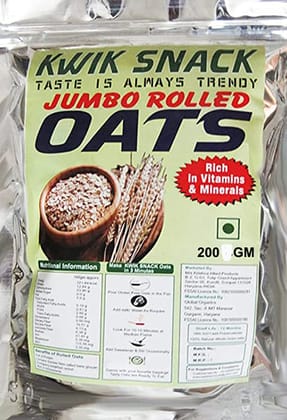 KWIK SNACK (OTT27-Oats) 100% Natural High Fiber Rolled Oats (200g)