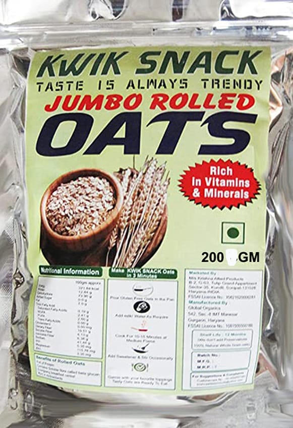 KWIK SNACK (OTT28-Oats) Super JUMBO ROLLED OATS Oats (200g)