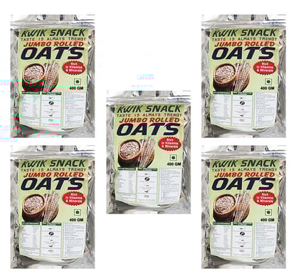 KWIK SNACK COMBO PACK OF 5 JUMBO ROLLED OATS OF (400 GM EACH) 5 X 400 GM = 2 KG
