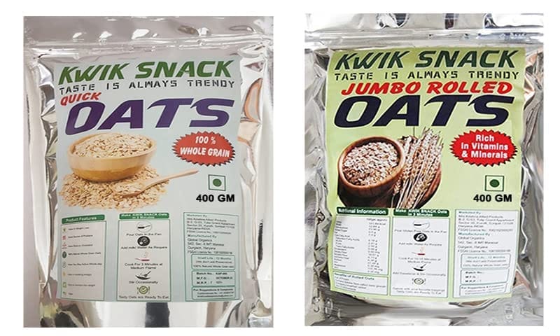 COMBO PACK OF 2 - QUICK OATS & JUMBO ROLLED OATS (400 GM EACH) 400 X 2 = 800 GM