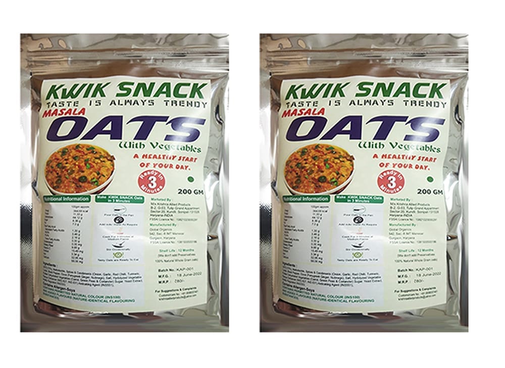 KWIK SNACK MASALA OATS 2 X 200 GM =400 GM POUCH - 050