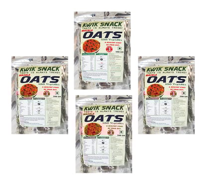KWIK SNACK COMBO PACK OF 4 MASALA OATS OF (400 GM EACH) 4 X 400 GM = 1.6 KG - 100% Natural Whole Grain Oats, Good source of protein & Fiber, Gluten Free Oats, No Added Sugar, Healthy Breakfast Cereals, KWIK SNACK COMBO PACK OF 4 MASALA OATS OF (400 GM EACH) 4 X 400 GM = 1.6 KG - 100% Natural Whole Grain Oats, Good source of protein & Fiber, Gluten Free Oats, No Added Sugar, Healthy Breakfast Cereals,