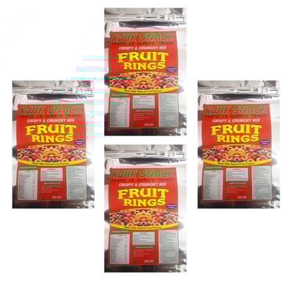 KWIK SNACK Fruit Ring Loops | Crunchy Multigrain Breakfast Cereal| Mixed Fruit Flavor| (4 X 200 GM - 800 GM) KWIK SNACK Fruit Ring Loops | Crunchy Multigrain Breakfast Cereal| Mixed Fruit Flavor| (4 X 200 GM - 800 GM)