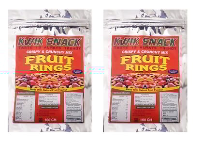 KWIK SNACK Fruit Ring Loops | Crunchy Multigrain Breakfast Cereal| 2 X 100 GM -200 GM Mixed Fruit Flavor| (2 X 100 Gm) KWIK SNACK Fruit Ring Loops | Crunchy Multigrain Breakfast Cereal| 2 X 100 GM -200 GM Mixed Fruit Flavor| (2 X 100 Gm)