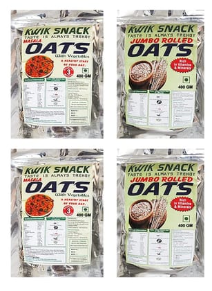 COMBO PACK OF 2 - MASALA OATS & 2 JUMBO ROLLED OATS (400 GM EACH) 400 X 4= 1600 GM COMBO PACK OF 2 - MASALA OATS & 2 JUMBO ROLLED OATS (400 GM EACH) 400 X 4= 1600 GM