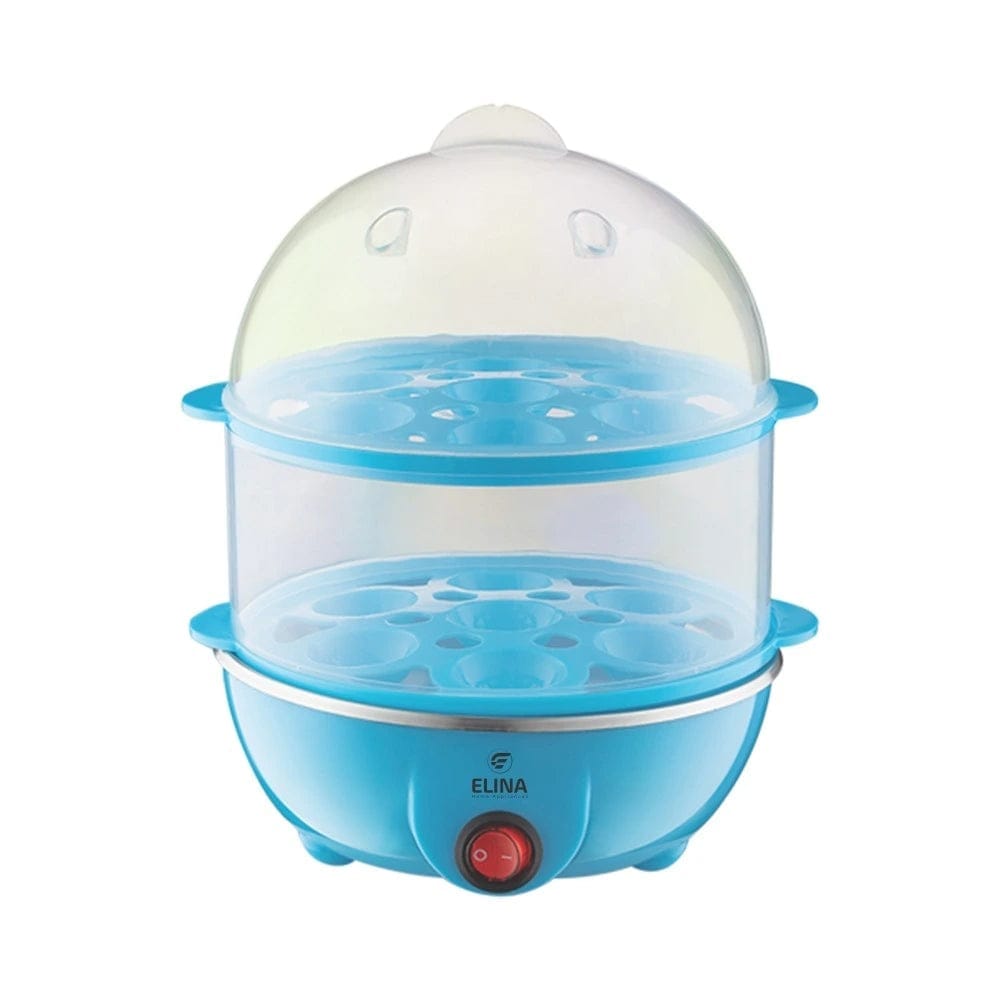 Elina Egg Boiler | Boil up to 14 Eggs - 350 Watts | Dual Egg Tray | Easy to clean | 3 Boiling Modes | Automatic Operation | Blue