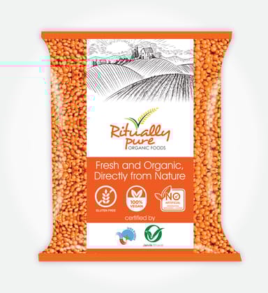 Ritually Pure 100% Organic | Dry & Unpolished Pulses | Malka Masoor| 1 Kg Pack