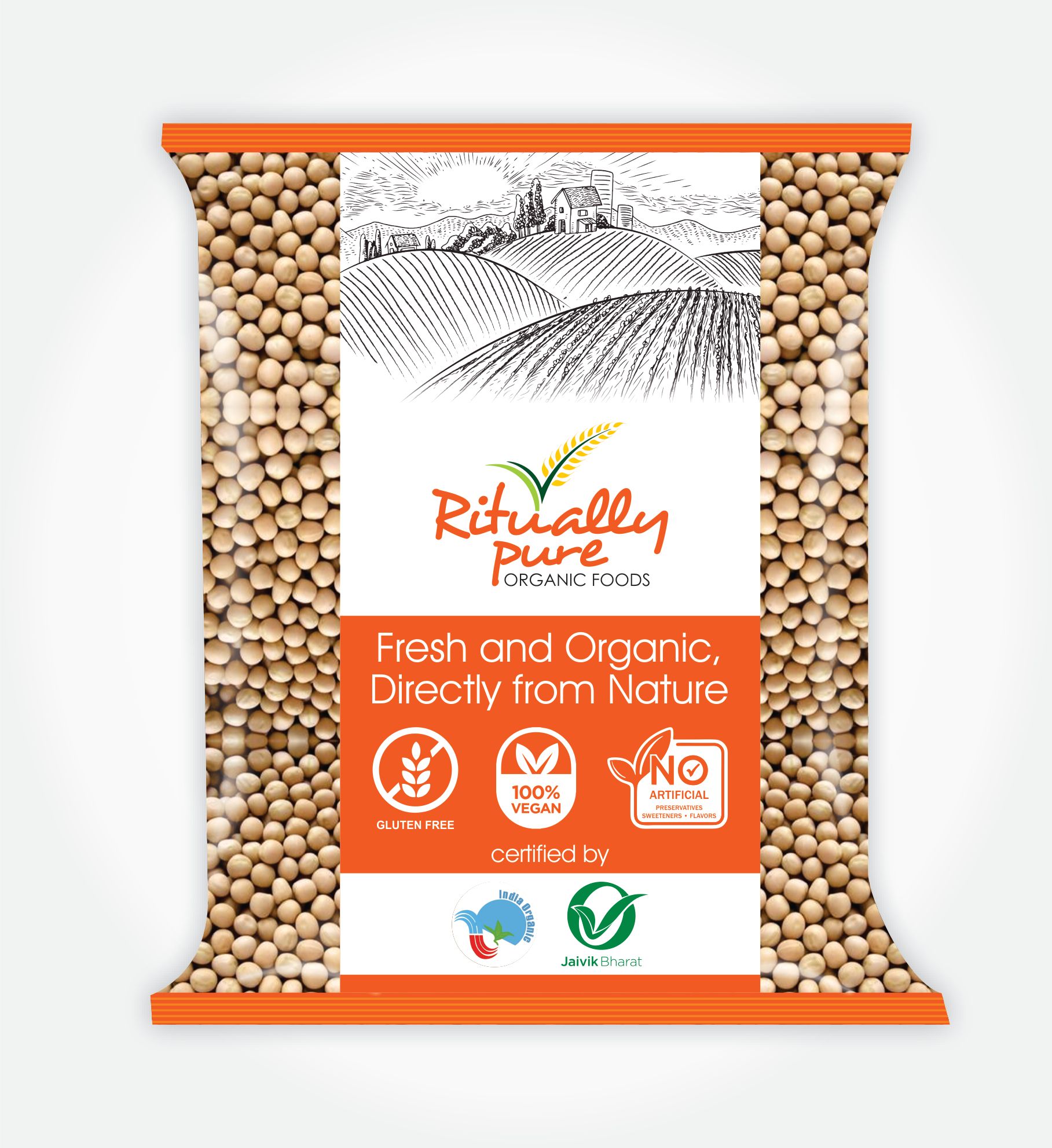 Ritually Pure 100% Organic | Dry & Unpolished Pulses | Matar White | Safed Matar | White Peas | 1 Kg Pack