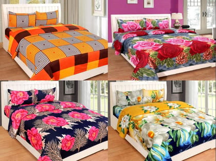 Cool Dealzz Cool Design Poly-Cotton Double Bedsheet with Combo Pack of 4 (Set of 4 Double Bedsheets with 8 Pillow Cover)_Color-Multi Color Cool Dealzz Cool Design Poly-Cotton Double Bedsheet with Combo Pack of 4 (Set of 4 Double Bedsheets with 8 Pillow Cover)_Color-Multi Color