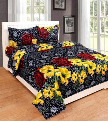 Nisha HANDLOM Glace Cotton King Size Double Bedsheet (Multi_Set of 1 Bedsheet and 2 Pillow Covers) (Multi 17) Nisha HANDLOM Glace Cotton King Size Double Bedsheet (Multi_Set of 1 Bedsheet and 2 Pillow Covers) (Multi 17)