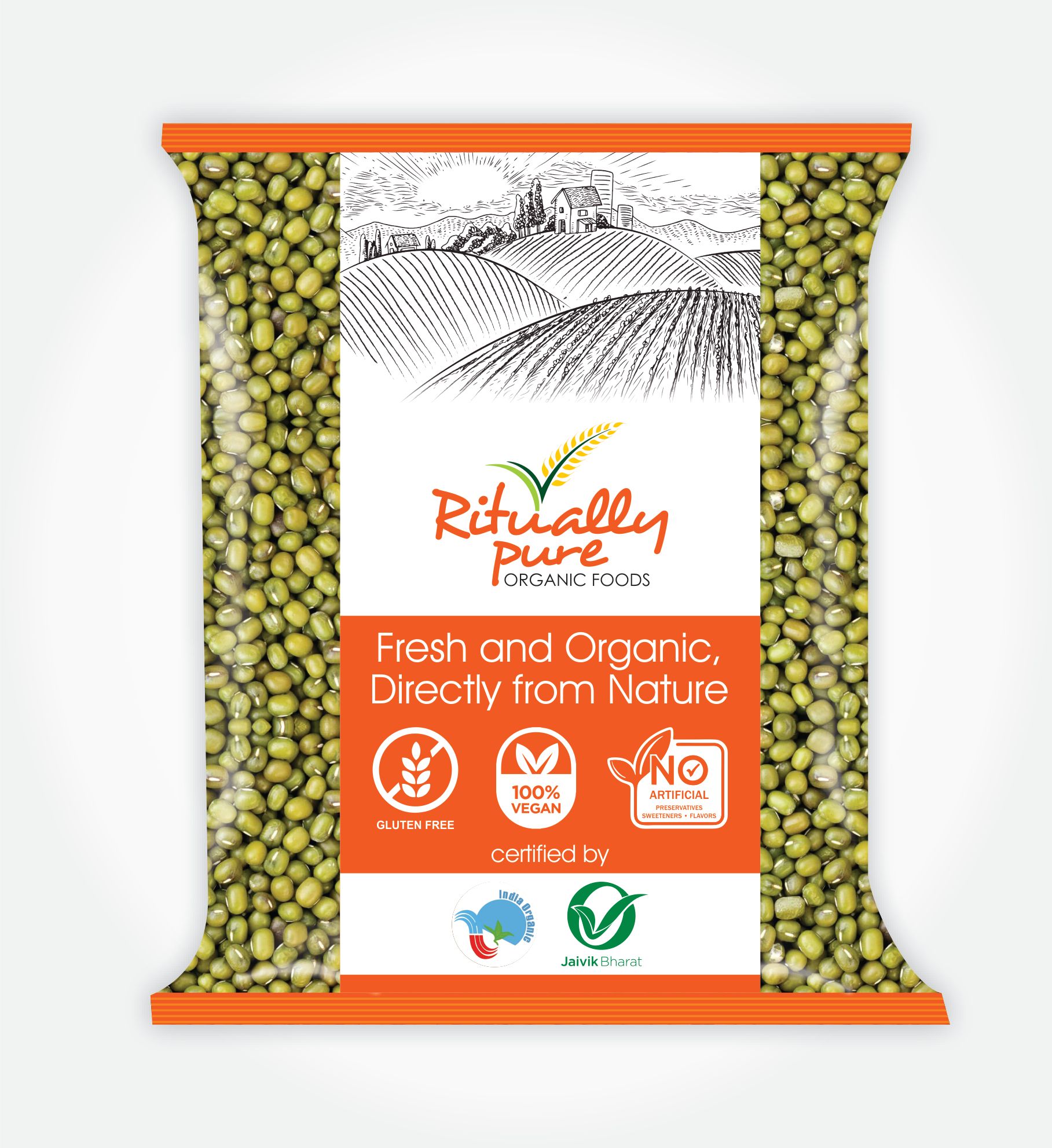 Ritually Pure 100% Organic | Dry & Unpolished Pulses | Moong Sabut | Moong Whole | 500 Gm Pack