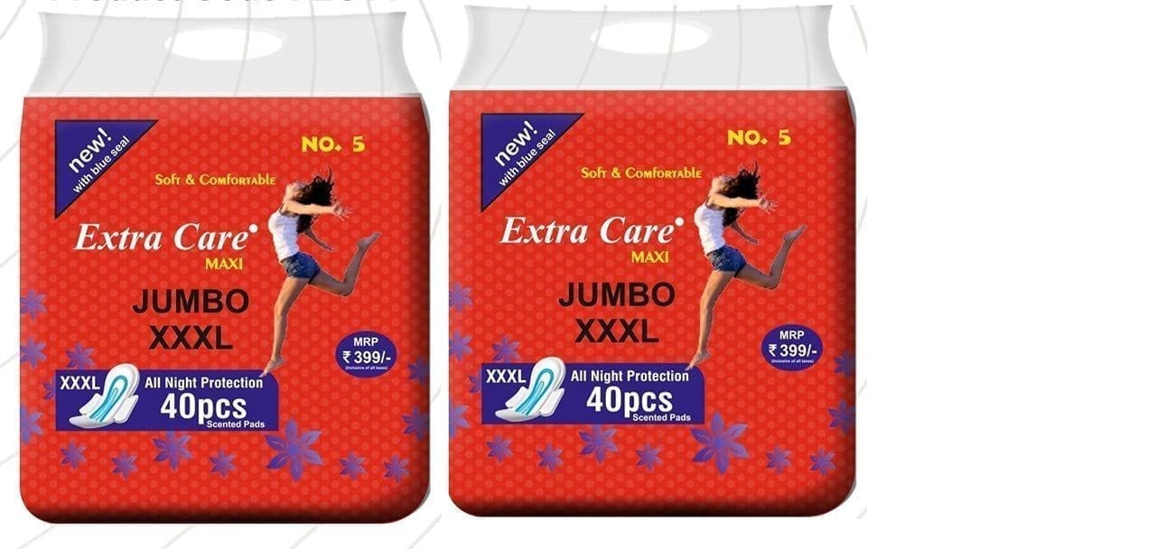 Extra Care Red Maxi Sanitary Pads for Women | Skin Friendly, Odour free Sanitary Napkins for Day & Night Leak Protection (80 Sanitary Pad, Size 3XL) Pack 2