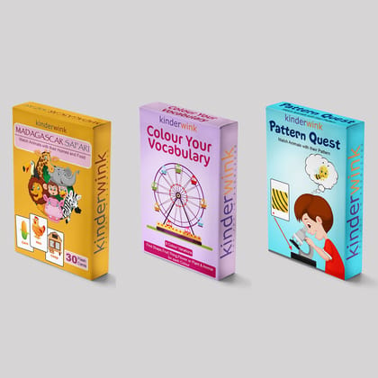 Combo of 3 Educational Flash Card Games - Madagascar Safari, Pattern Quest , Colour Your Vocabulary Combo of 3 Educational Flash Card Games - Madagascar Safari, Pattern Quest , Colour Your Vocabulary