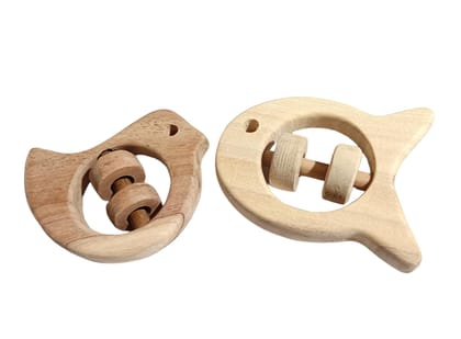 Neem Wooden Rattles for Sensory Developement of Kids of Age 0 to 3 Years- Dove & Fish Shapes Neem Wooden Rattles for Sensory Developement of Kids of Age 0 to 3 Years- Dove & Fish Shapes