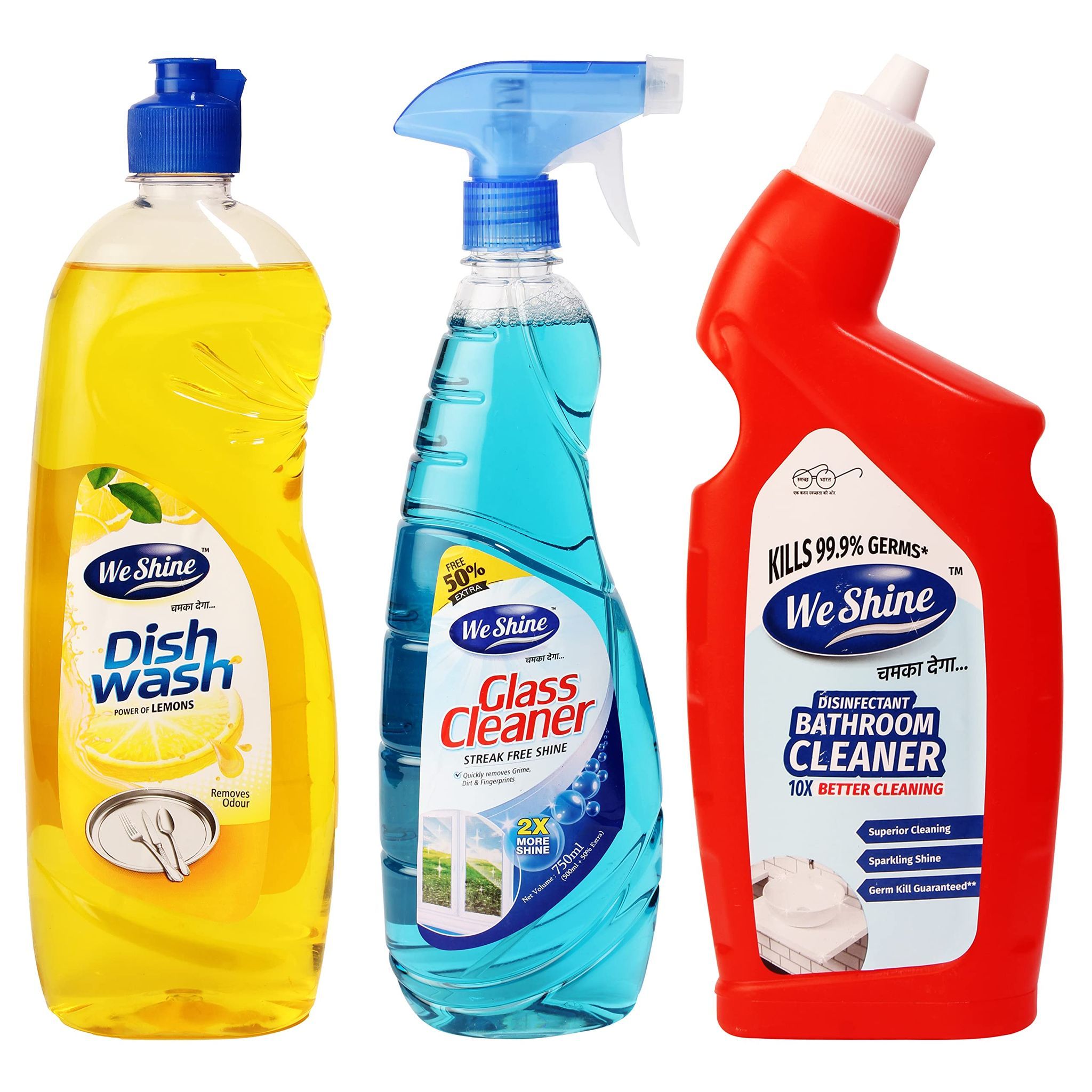 We Shine Combo Set Bathroom Cleaner, Glass Cleaner Spray & Dish Wash (Dishwash+Glass+Bathroom)