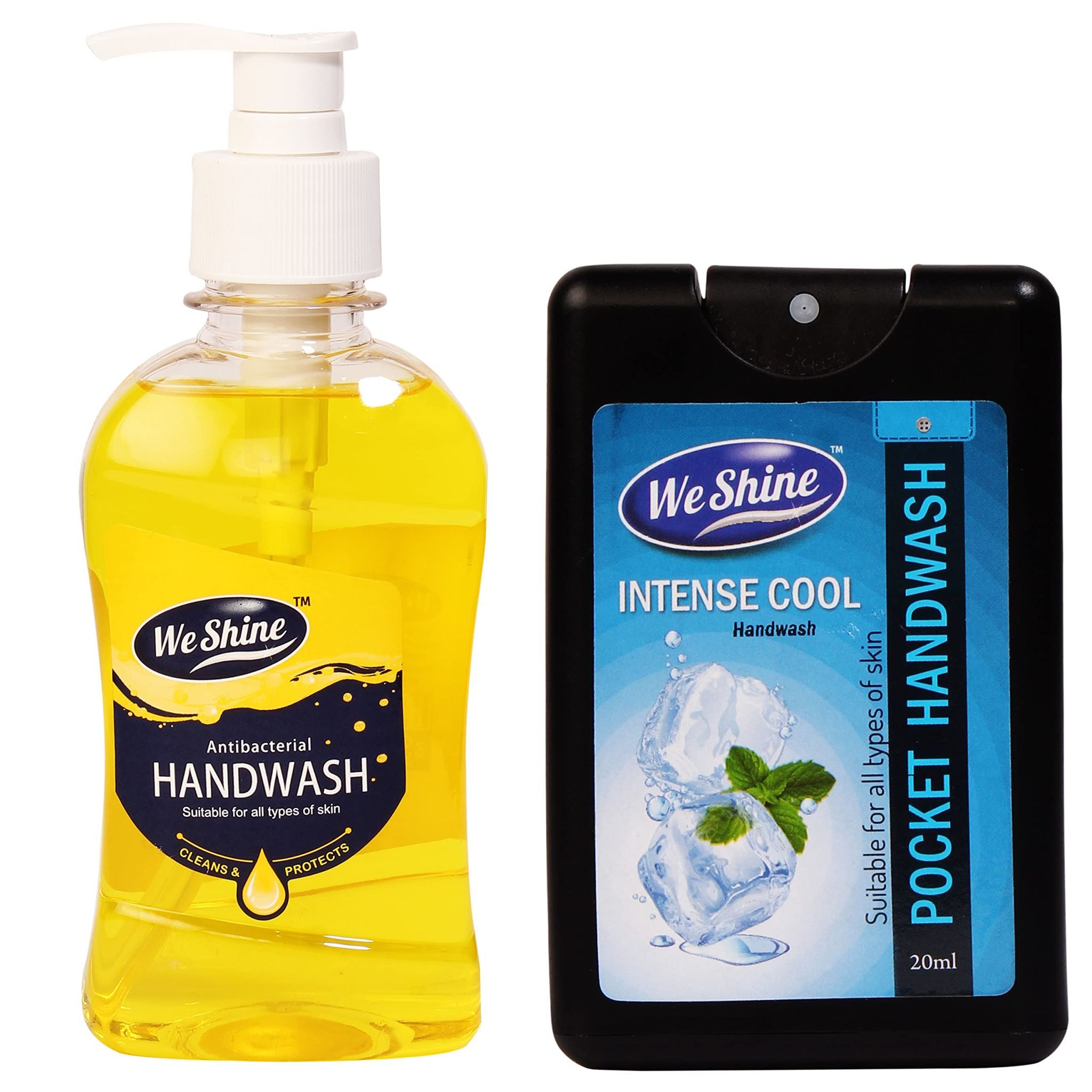 We Shine Antibacterial Germ Protection Handwash & Pocket Handwash - Combo Pack (250 Ml, 20 Ml)