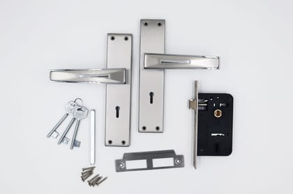 Harrison S-Class 94607 Sleek Stainless Steel 8inch Mortise Door Handle and 65mm Lock piece with CP Matt Finish Door Locks for Main Door, Suitable for Office/Hotel/Home