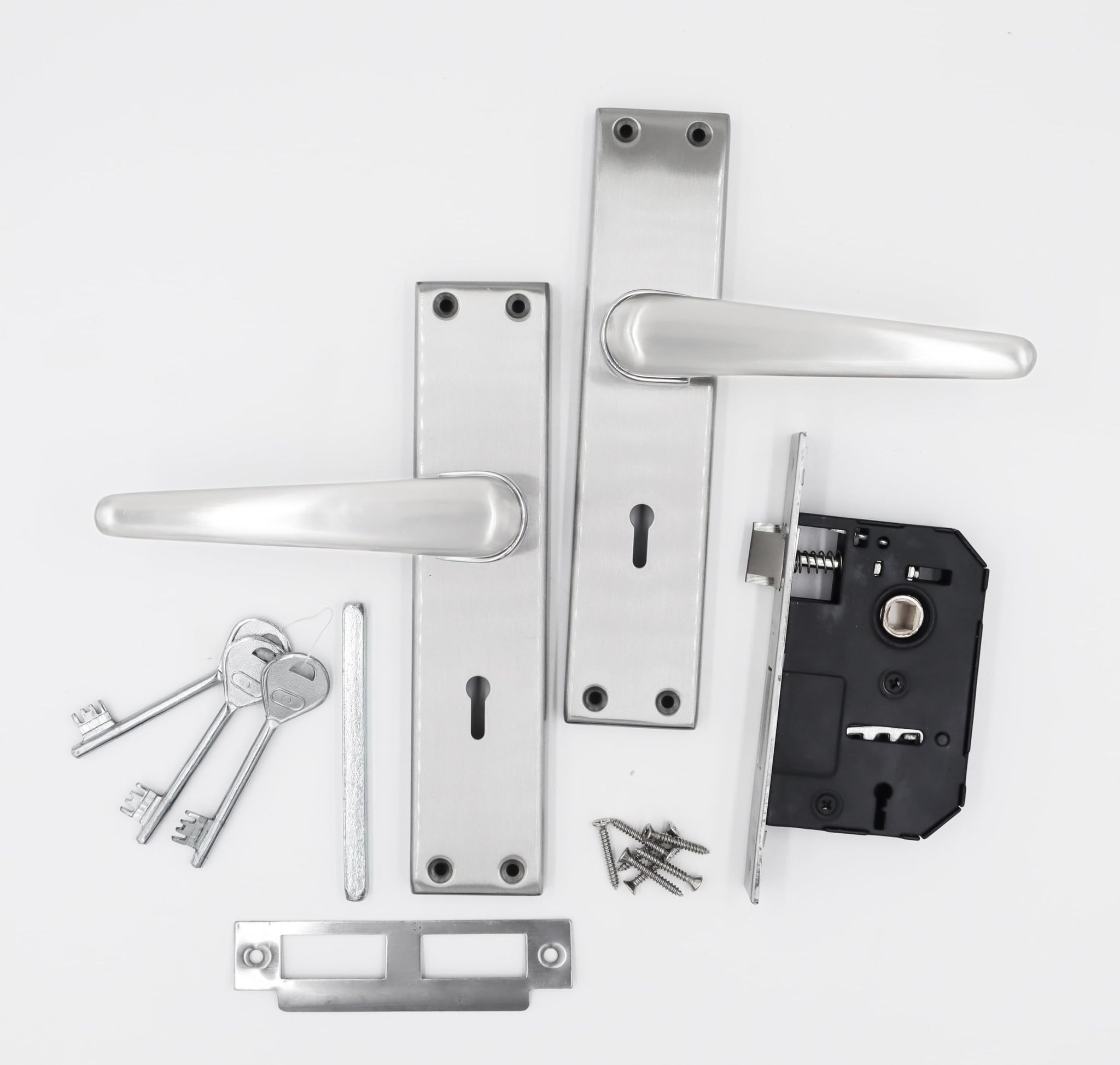 Harrison Phantom-971607 Sleek Stainless Steel 8inch Mortise Door Handle and 65mm Lock piece with CP Matt Finish Door Locks for Main Door, Suitable for Office/Hotel/Home