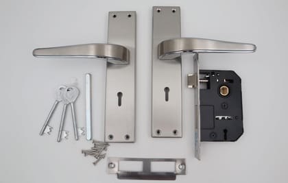 Harrison Lexus-991607 Sleek Stainless Steel 8inch Mortise Door Handle and 65mm Lock piece with CP Matt Finish Door Locks for Main Door, Suitable for Office/Hotel/Home