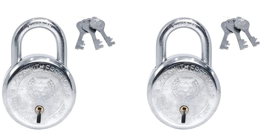HARRISON T-26/BCP-0274 Six levers and 50MM Body Padlock with 3 Keys (Pack of 2)