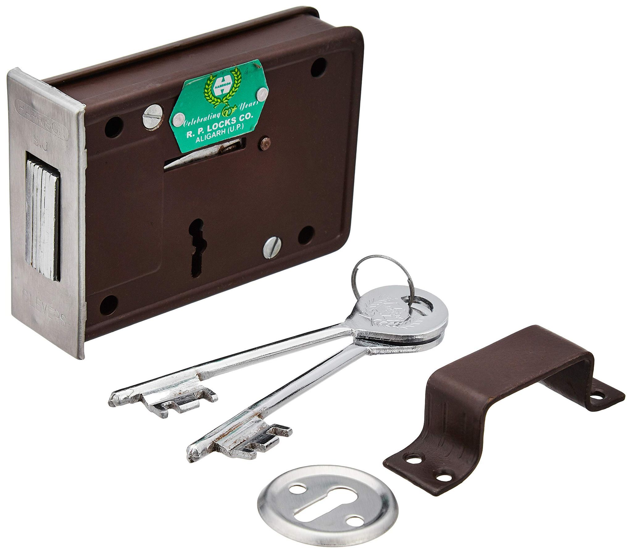 Harrison H-0223 Iron Six Lever Godown Lock piece (Silver)