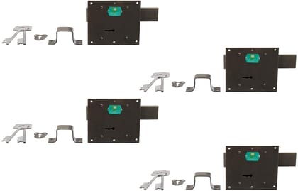 Harrison H-0177 Iron Three Lever Godown Lock piece (Silver, Pack of 4)