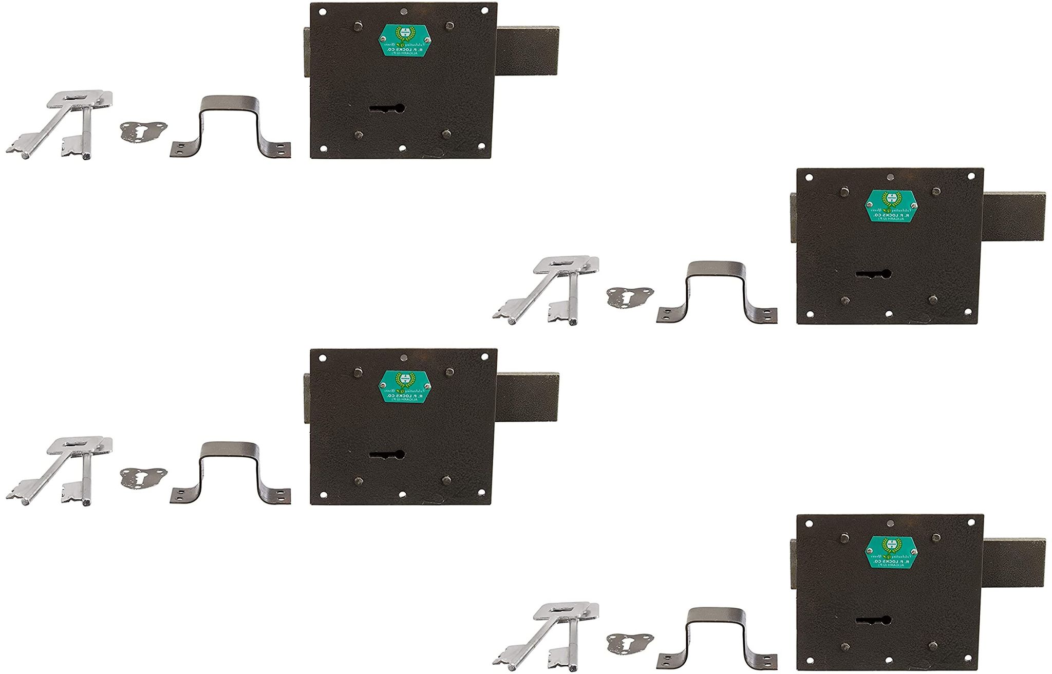 Harrison H-0177 Iron Three Lever Godown Lock piece (Silver, Pack of 4)