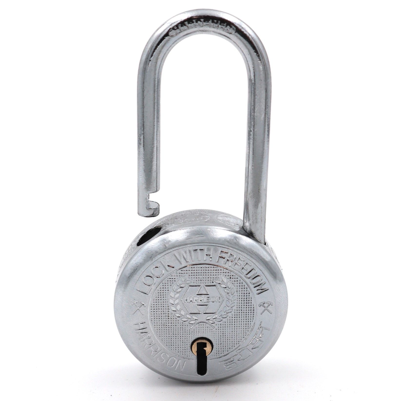 Harrison Padlocks/Round Padlock 50mm 6 Lever with 3 Keys T-26LS-0275 Pack of 4/ Mild Steel Material/Bright Chrome Polished Finish/Door Lock, Shutter Lock, Godown Lock, gate Lock