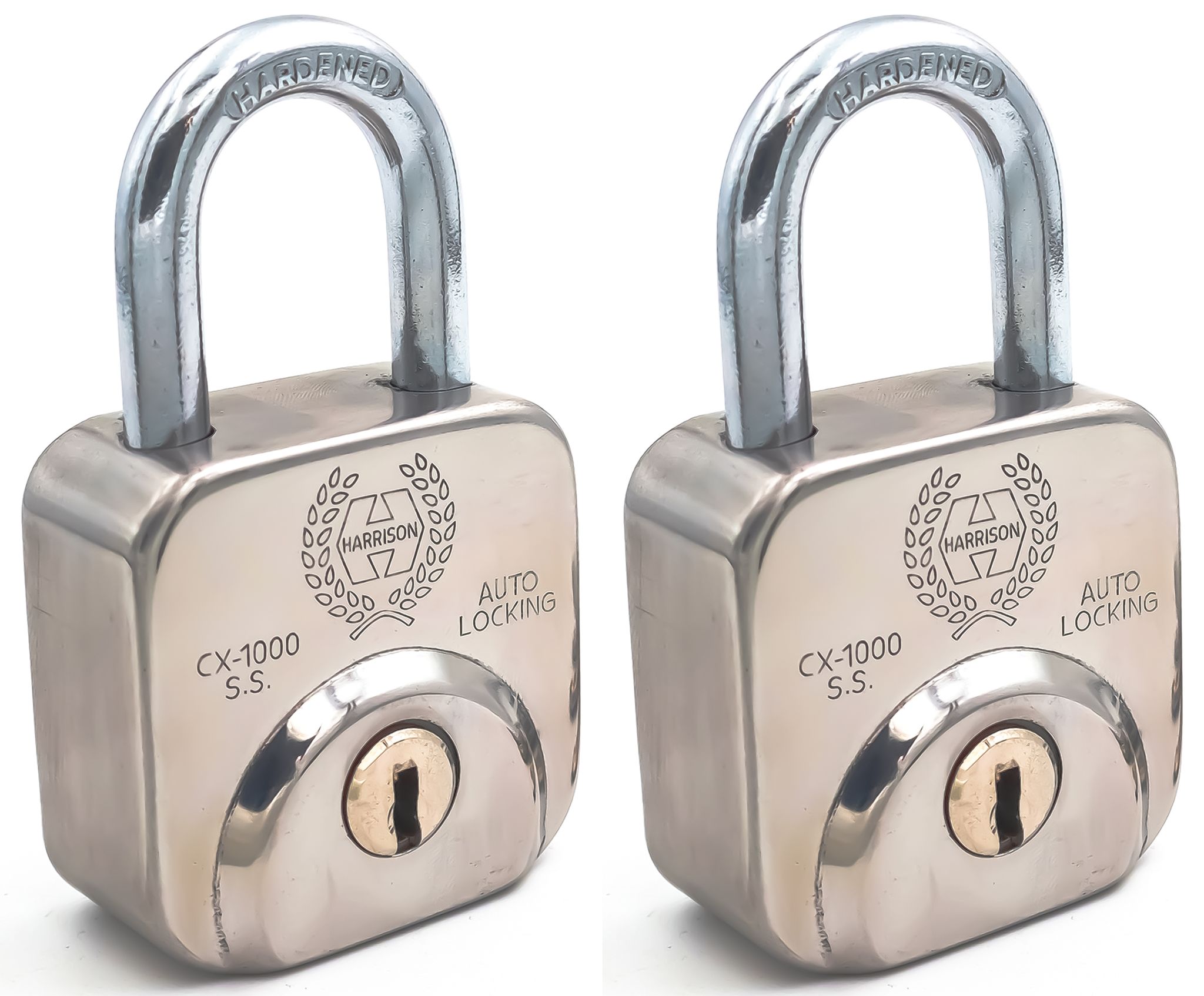 Harrison Padlocks/Square Padlock 52mm 12 Pin with 3 Computerised Keys CX-1000-0594 Pack of 2/ Mild Steel Material/Stainless Steel Finish/Door Lock, Shutter Lock, Godown Lock, gate Lock