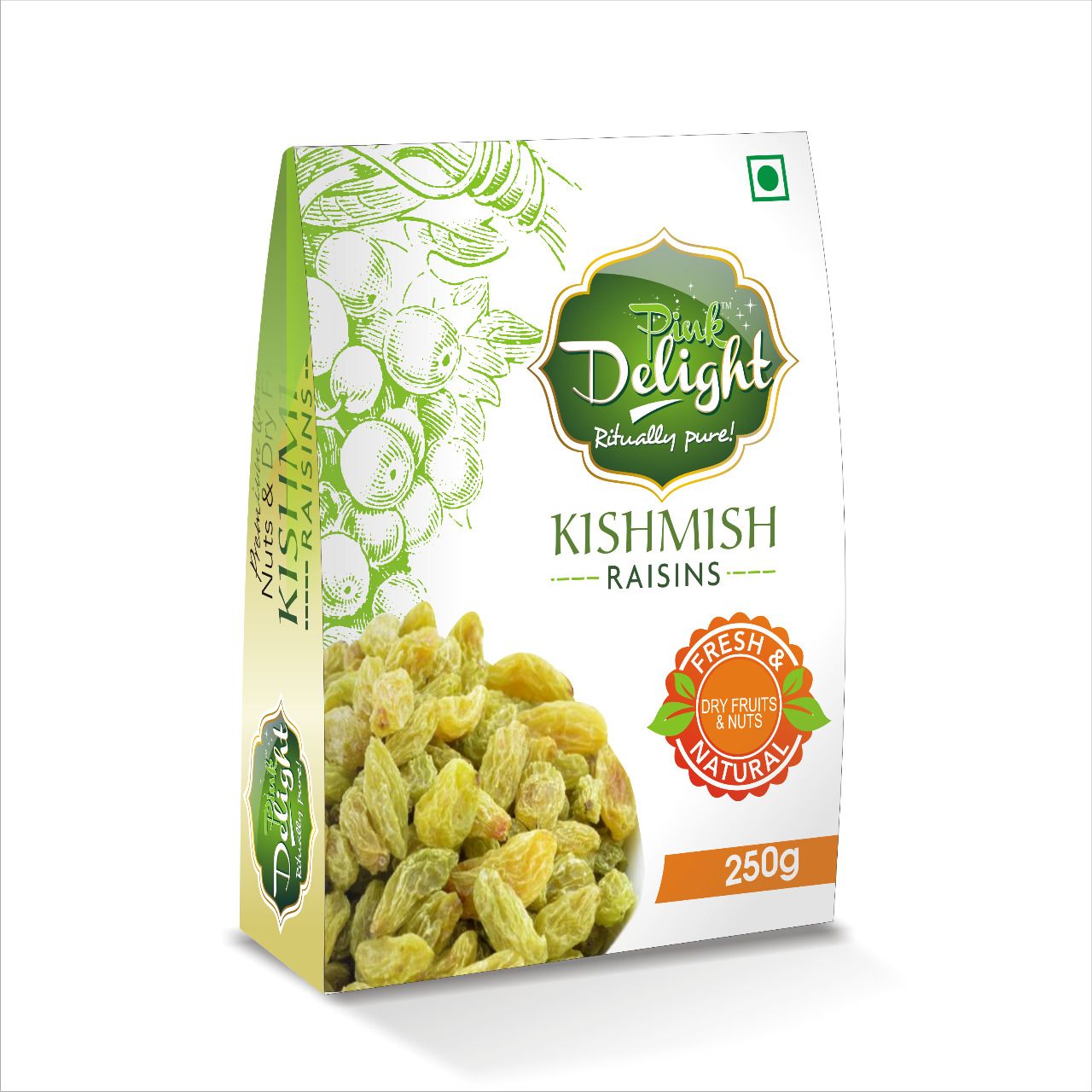 Pink Delight | Kishmish (raisins) | Natural & Organic Dry Fruilts | 250 Gm Box Pack