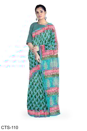 Booti Zaal Design Handblock Printed Cotton Saree