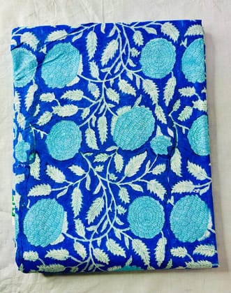 Blue Floral Design Handblock Printed Salwar Suit Fabric Blue Floral Design Handblock Printed Salwar Suit Fabric
