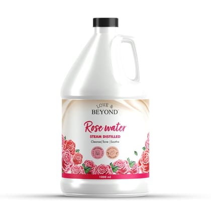 Love & Beyond Pure & Natural Rose Water - 1000ml | Authentic Kannauj Gulab Jal | Steam Distilled Skin Toner for Face & Hair | Paraben, Alcohol & Chemical-Free
