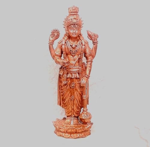 Searchers Paradise - Copper Idols of god Guruvayurappan, 3.7 inches, Copper Handmade 147 Grams, Patina Antique Finish, Pack of 1 Piece