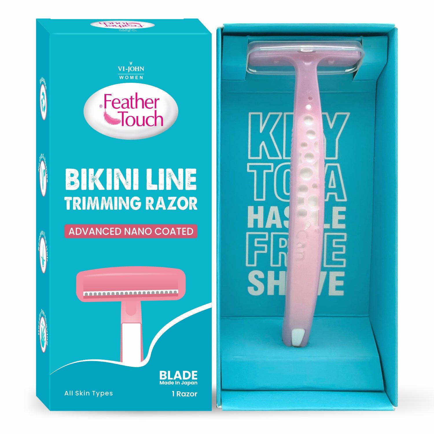 VI-JOHN WOMEN Feather Touch Bikini Line Trimming Razor Chromium & PTFE Coated Blade