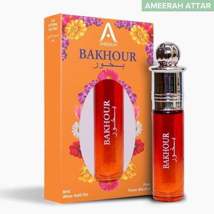 Ameerah Roll On Bakhour Attar | Long Lasting Fragrance | Alcohol Free Perfume For Men & Women - 8 ML