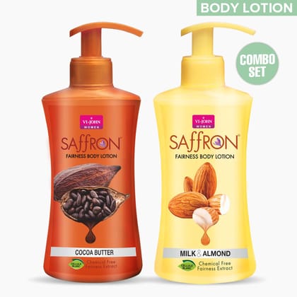 VI-JOHN Body Lotion Combo Of 2 | 250 ML Each | For Men And Women | All Skin Types | Cocoa Butter | Milk & Almond 500 ML
