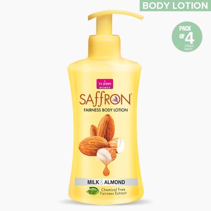 VI-JOHN Body Lotion Combo Of 4 | 250 ML Each | For Men And Women | All Skin Types | Milk & Almond 1000 ML
