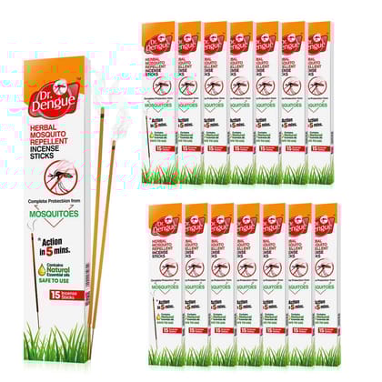 Dr. Dengue Herbal Mosquito Repellent Incense 15 Sticks (Pack of 15) (15 X 15 units) | First Time An Ayurvedic Sticks Launched with Pine, Basil & Pippermint