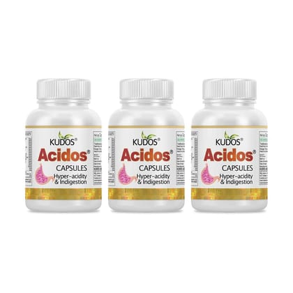 Kudos Acidos Ayurvedic Medicine for Hyper-Acidity and Gastric Relief 60 Capsules Pack of 3