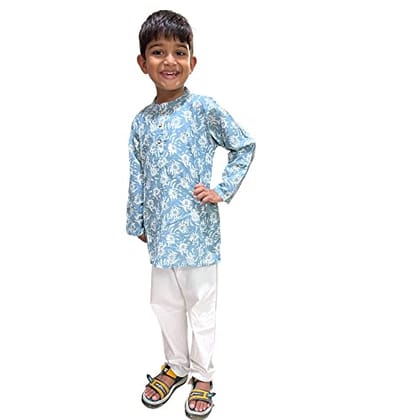 MAITREYO Baby Boy's Blue Color Cotton Kurta Pyjama Set (4-5 Years) MAITREYO Baby Boy's Blue Color Cotton Kurta Pyjama Set (4-5 Years)